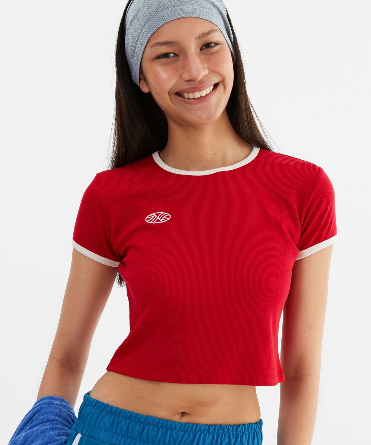 미나수(MENASOO) MNS Span Crop T Shirt_Red