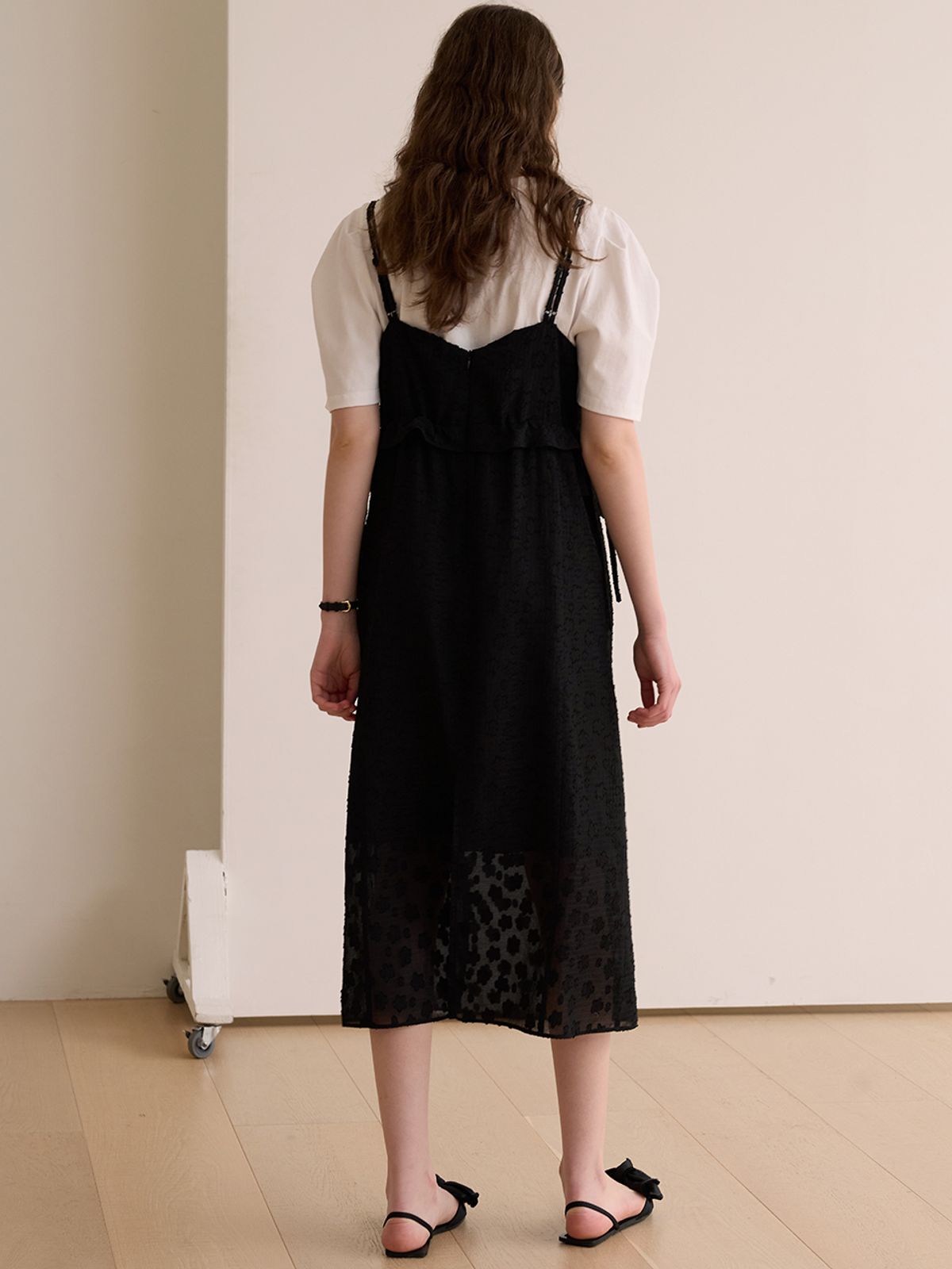 비뮤즈맨션(BEMUSE MANSION) Jacquard bustier dress - Black