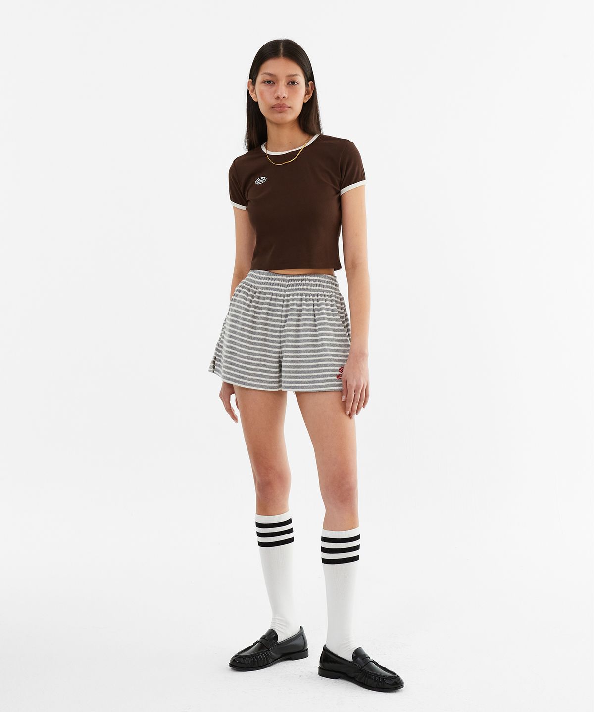 미나수(MENASOO) MNS Terry Short Pants_Gray Stripe