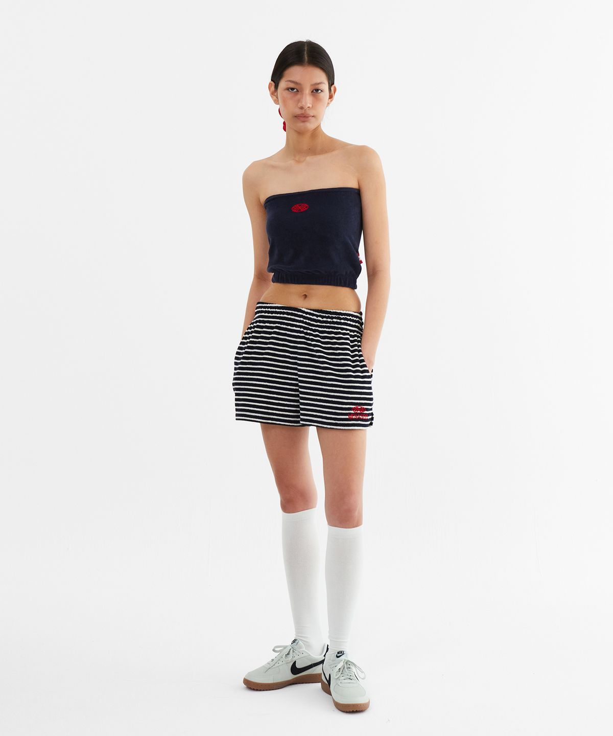 미나수(MENASOO) MNS Terry Short Pants_Navy Stripe