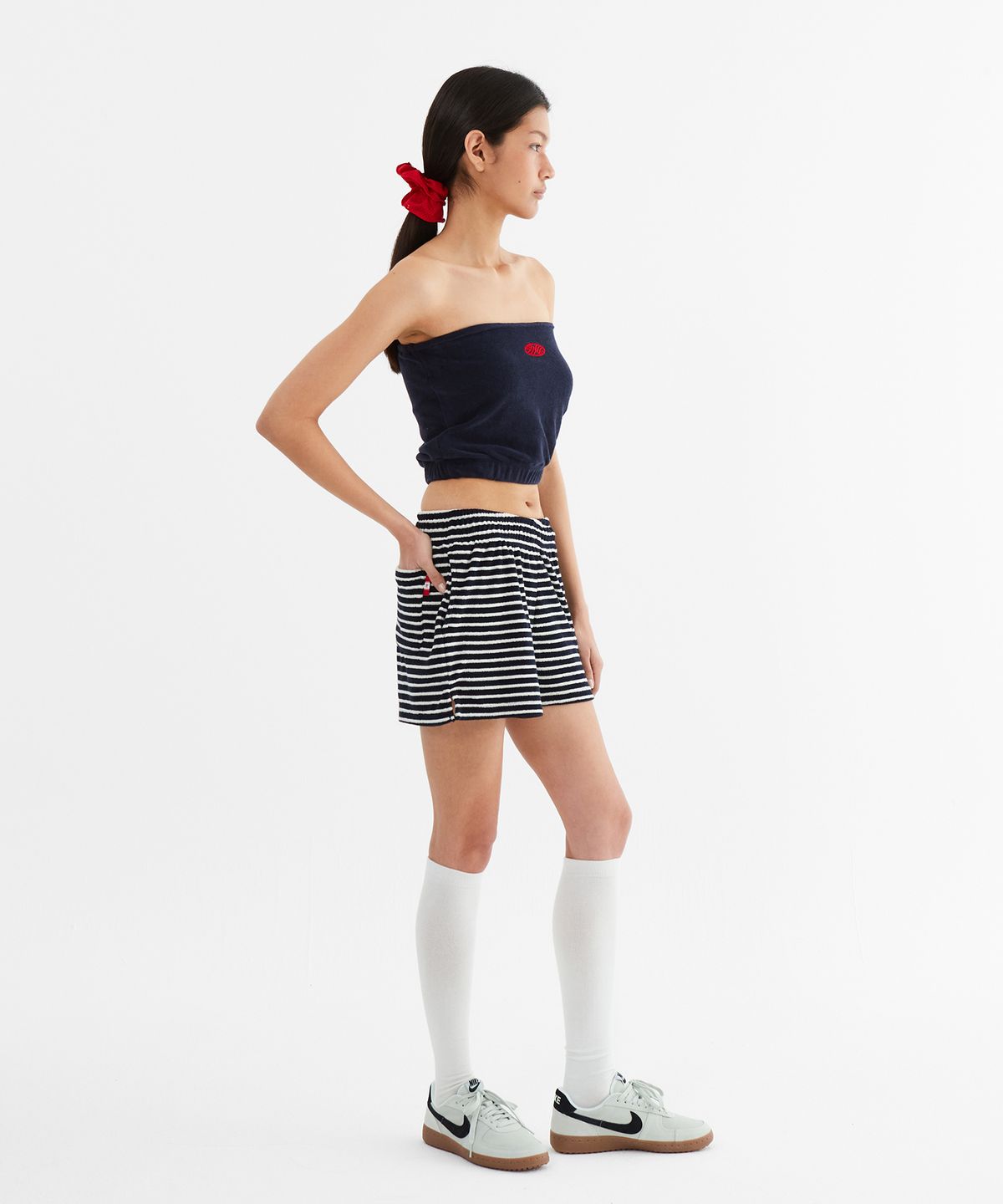 미나수(MENASOO) MNS Terry Short Pants_Navy Stripe