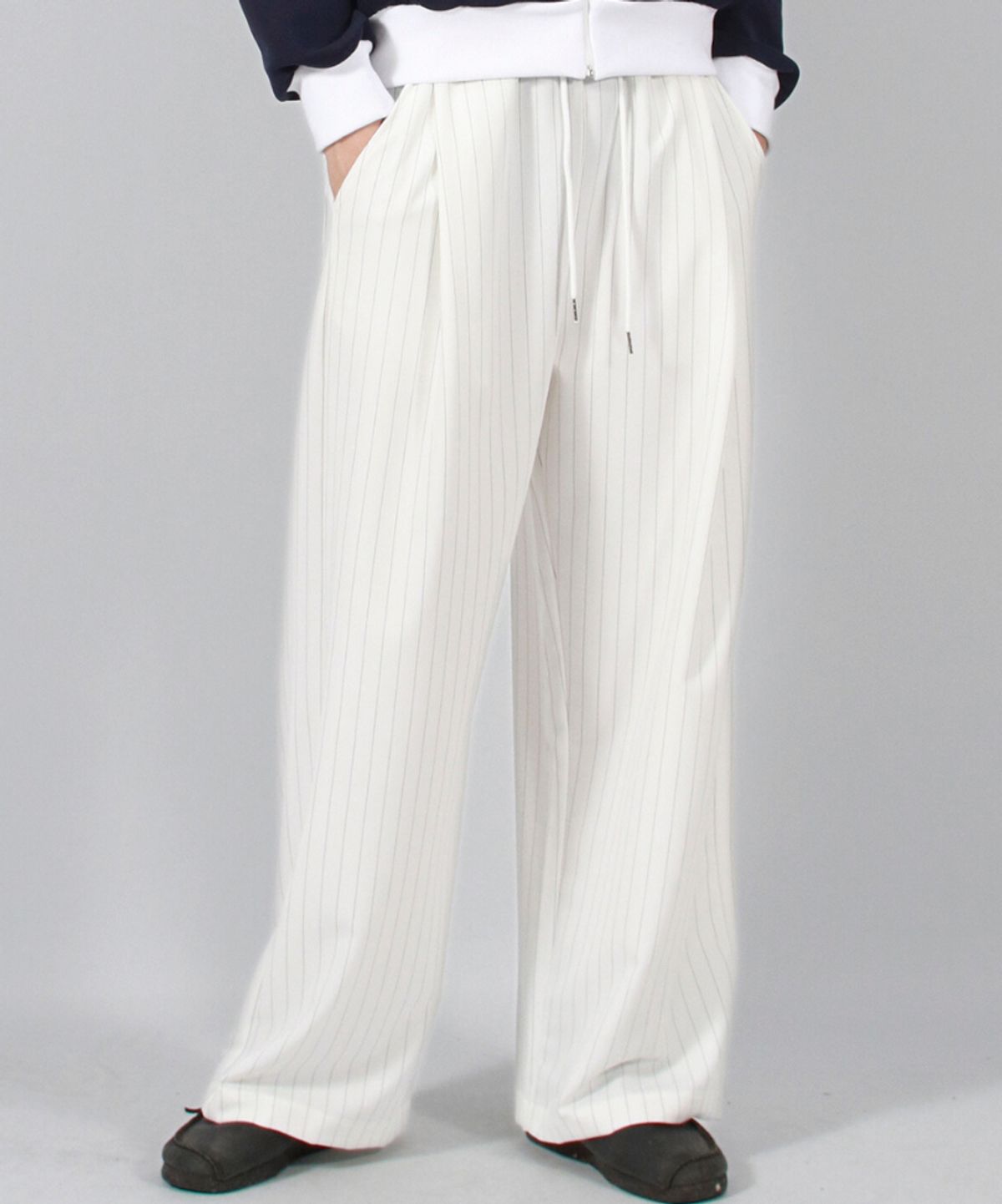 드마크(DEMARC) M SOLID STRIPE WIDE PANTS WHITE