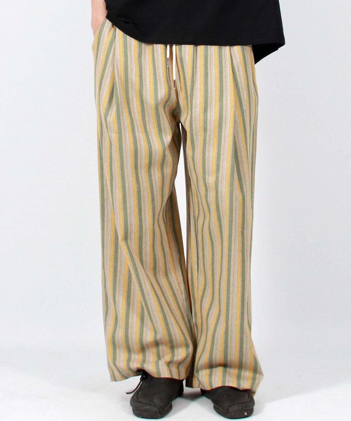 드마크(DEMARC) M VINTAGE STRIPE WIDE PANTS SAGE GREEN
