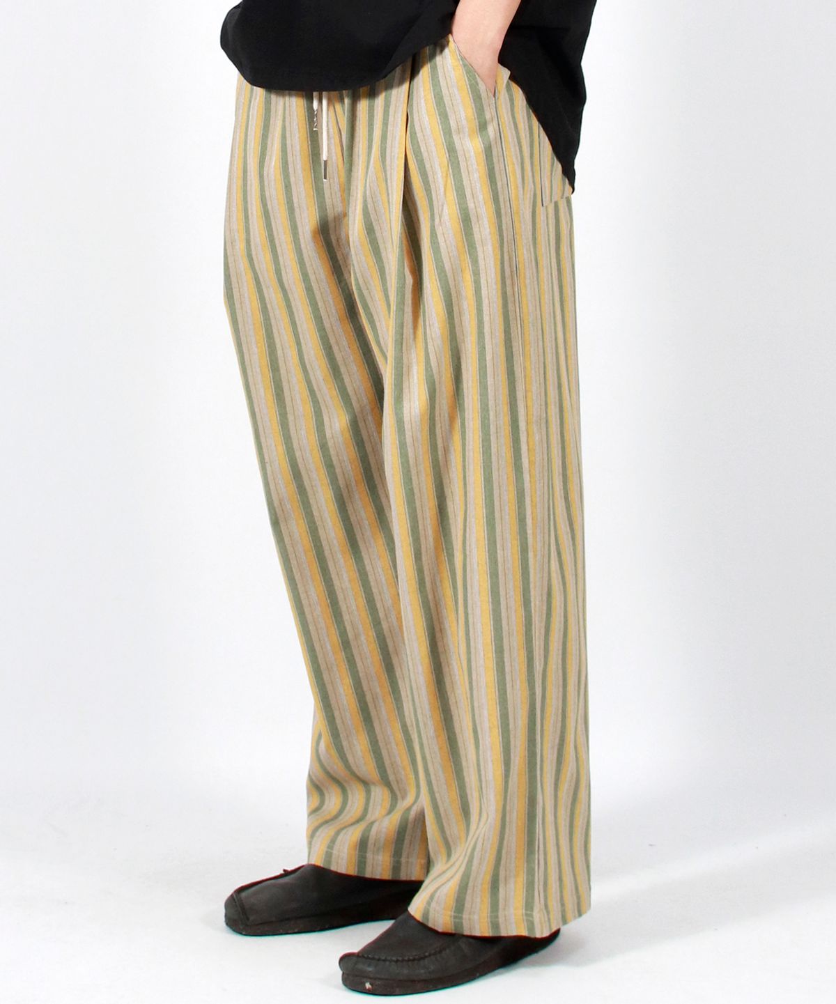 드마크(DEMARC) M VINTAGE STRIPE WIDE PANTS SAGE GREEN