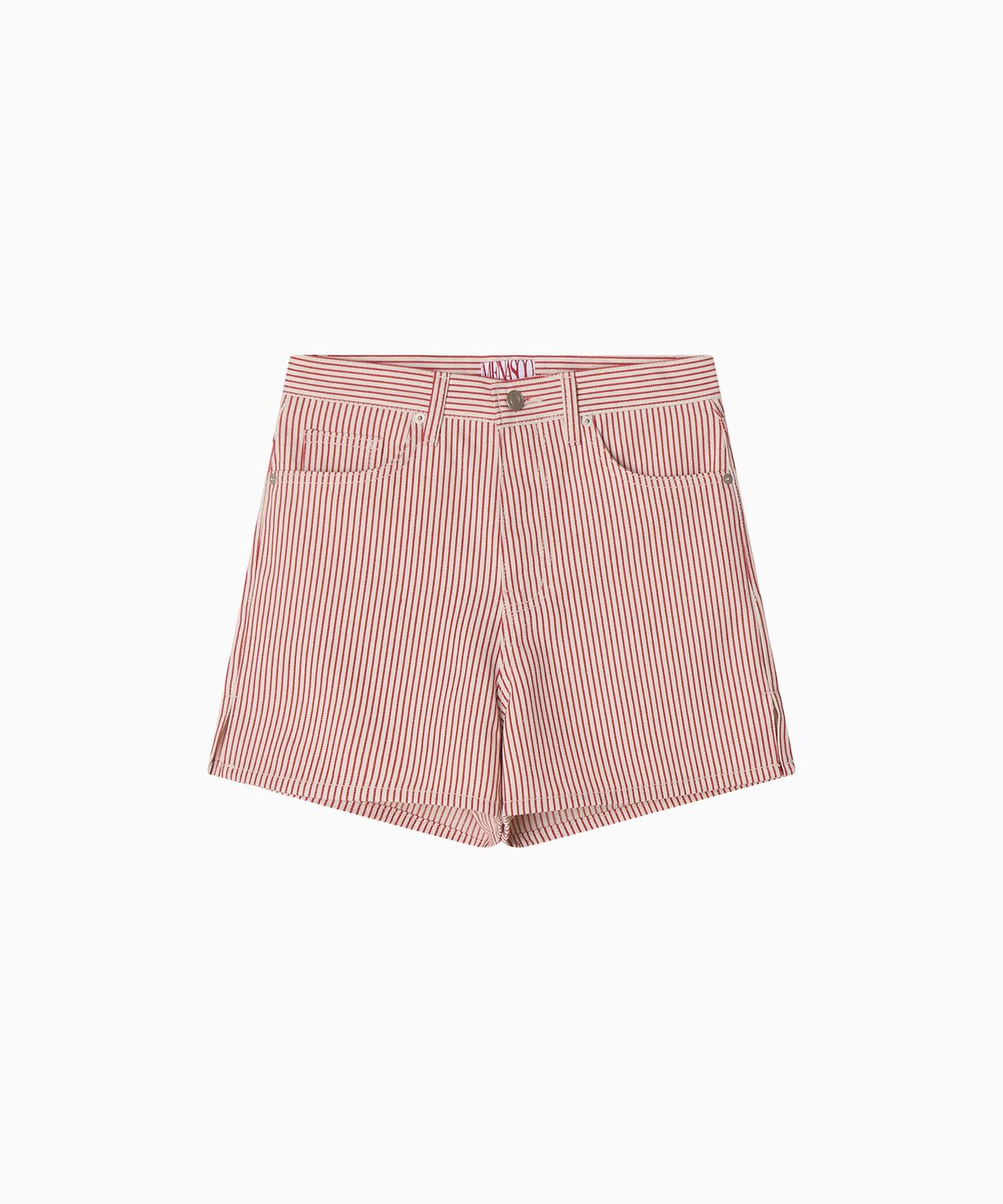 미나수(MENASOO) Stripe Denim Short Pants_Red