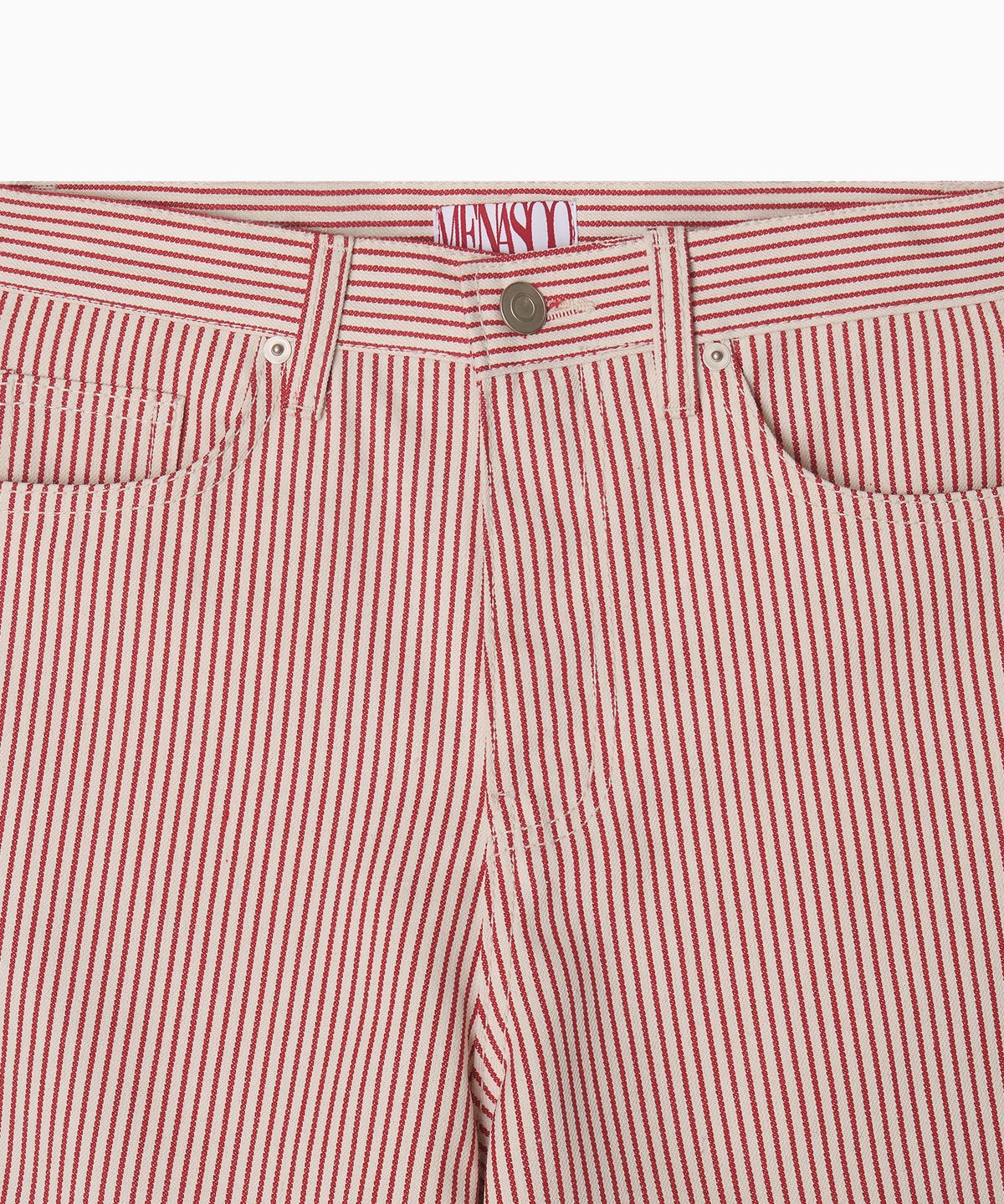미나수(MENASOO) Stripe Denim Short Pants_Red