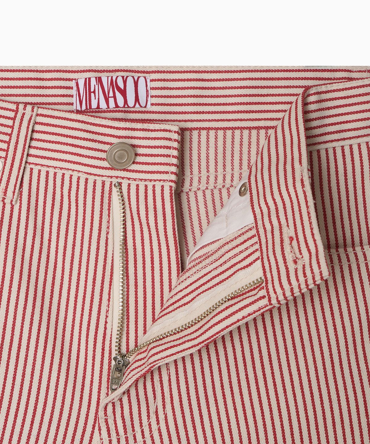 미나수(MENASOO) Stripe Denim Short Pants_Red