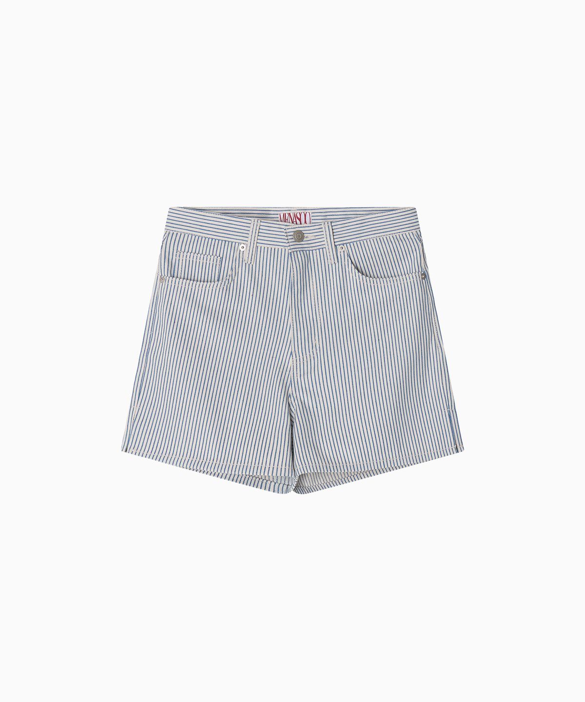 미나수(MENASOO) Stripe Denim Short Pants_Skyblue