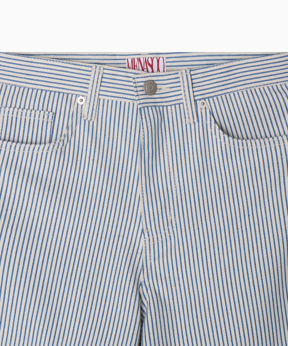 미나수(MENASOO) Stripe Denim Short Pants_Skyblue