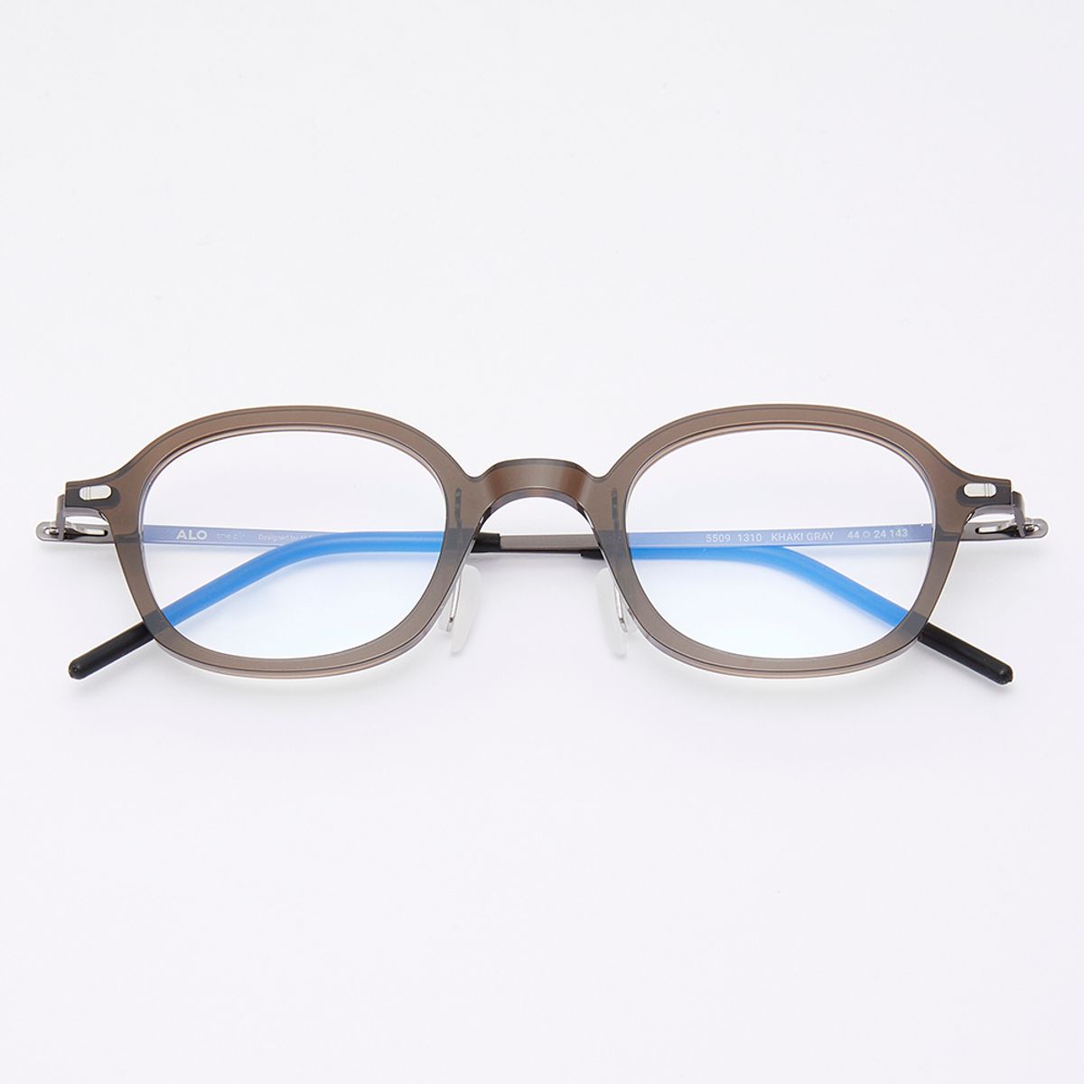 알로아이웨어(ALO EYEWEAR) [The air] AL5509 1310G 오리엔탈 스퀘어 초경량 안경테 카키 블루라이트 렌즈 선택