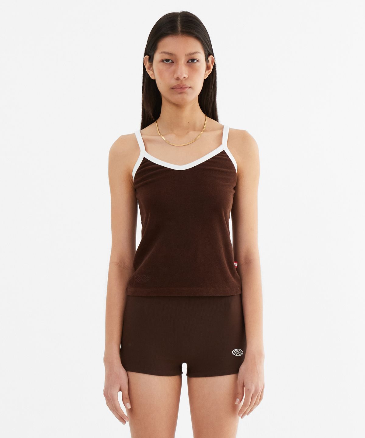 미나수(MENASOO) Terry Color Binding Sleeveless_Brown