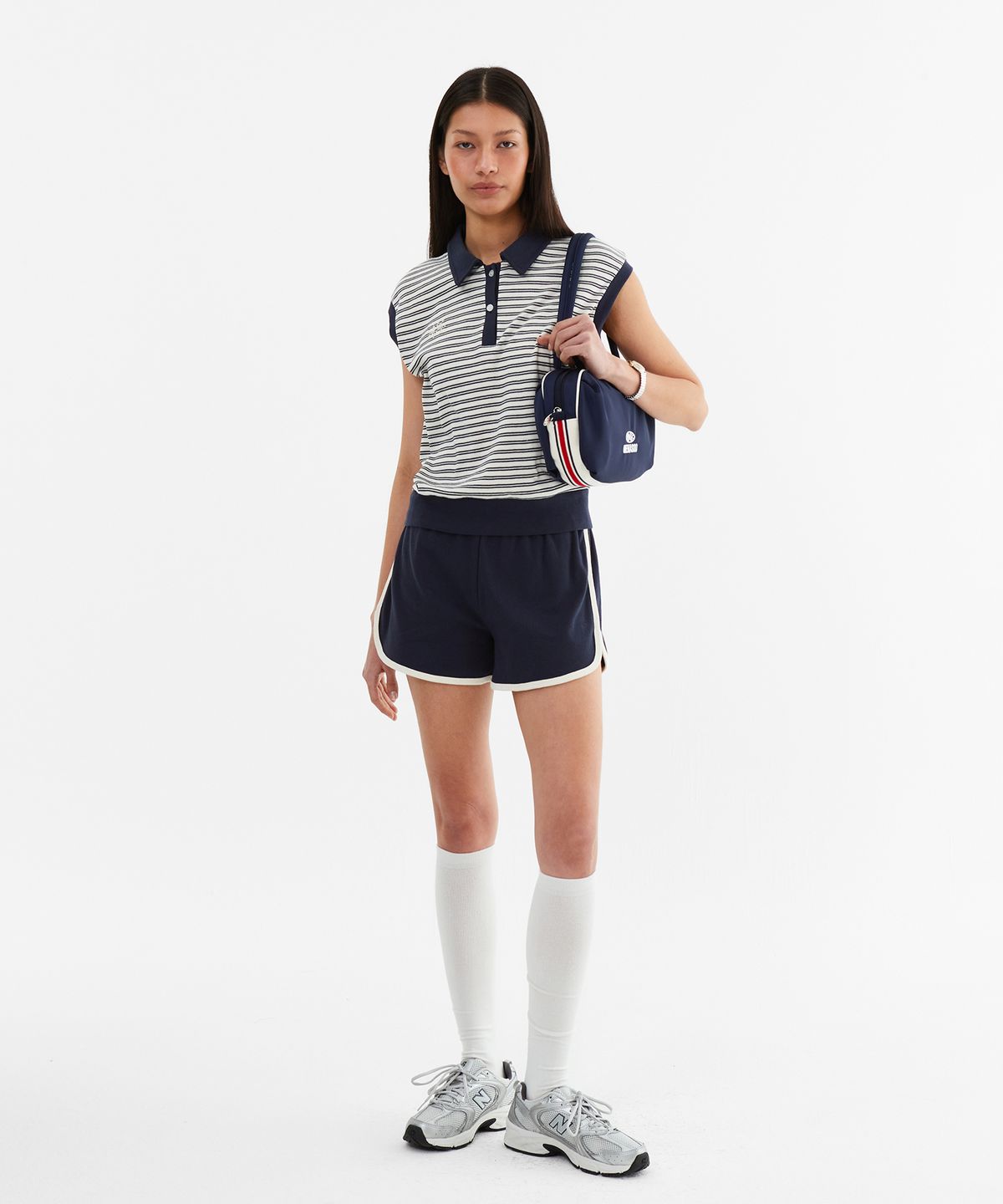 미나수(MENASOO) Color Combination Stripe Sleeveless_Navy