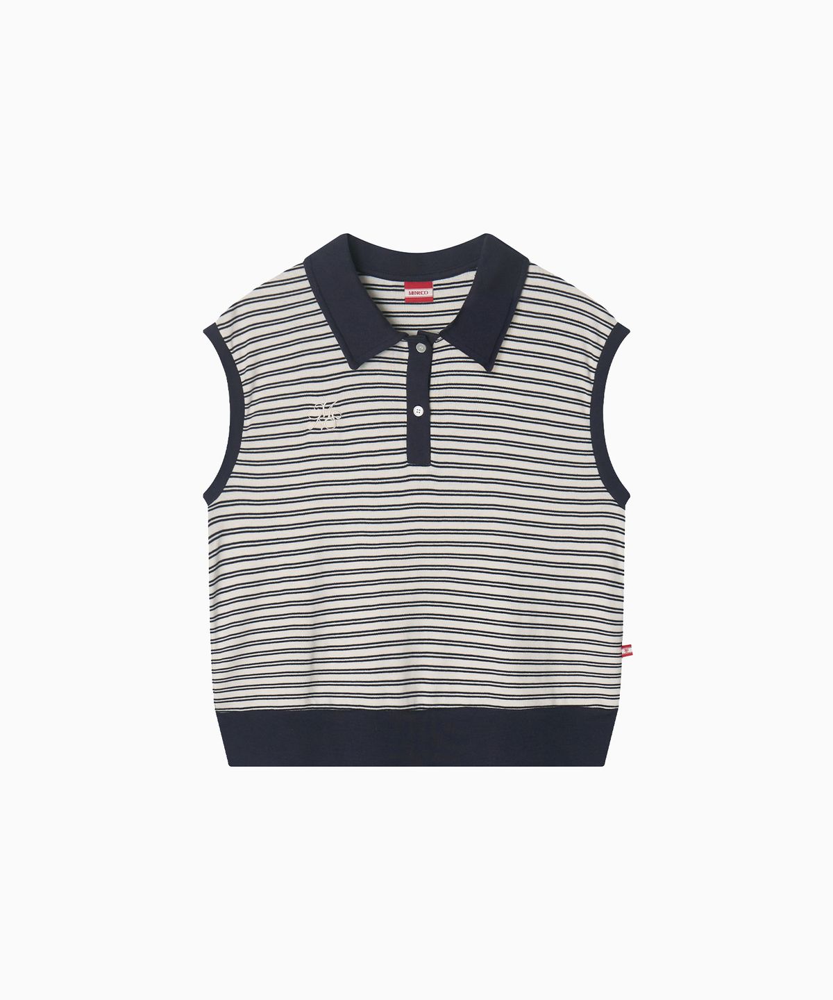 미나수(MENASOO) Color Combination Stripe Sleeveless_Navy