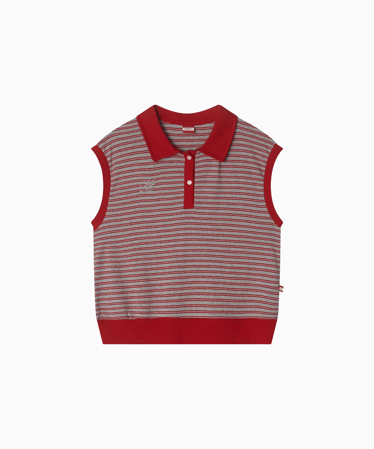 미나수(MENASOO) Color Combination Stripe Sleeveless_Red