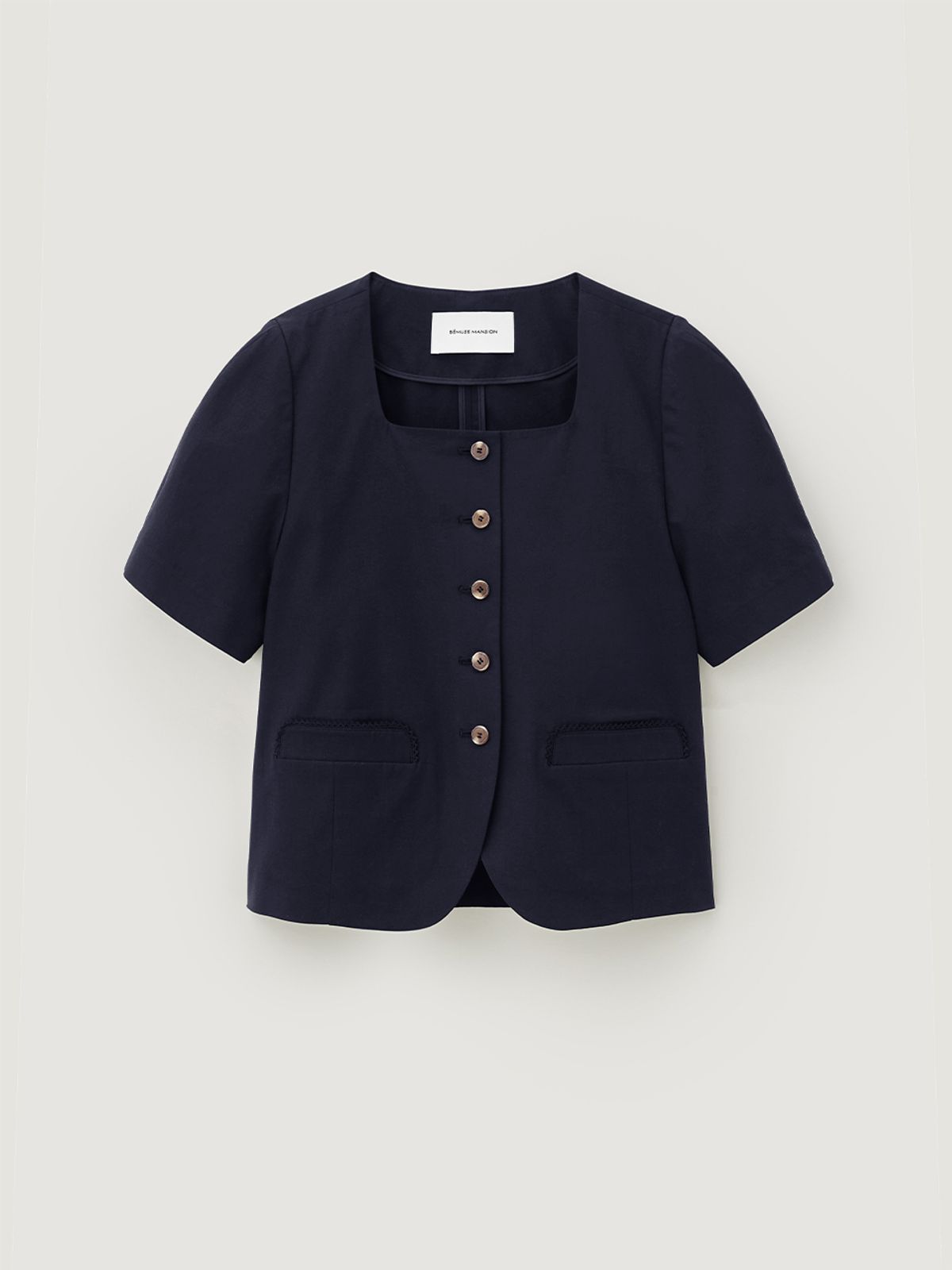 비뮤즈맨션(BEMUSE MANSION) Volume half sleeve jacket - Navy