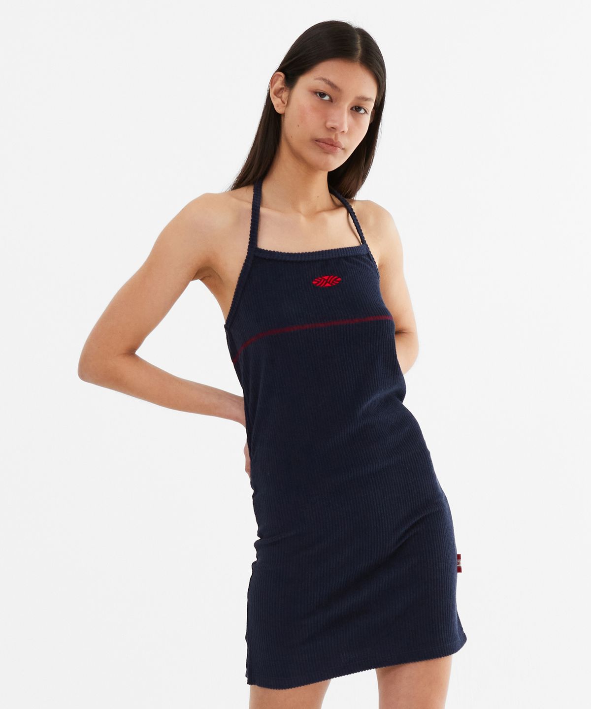 미나수(MENASOO) Slim Fit Halter Neck Terry Onepiece_Navy