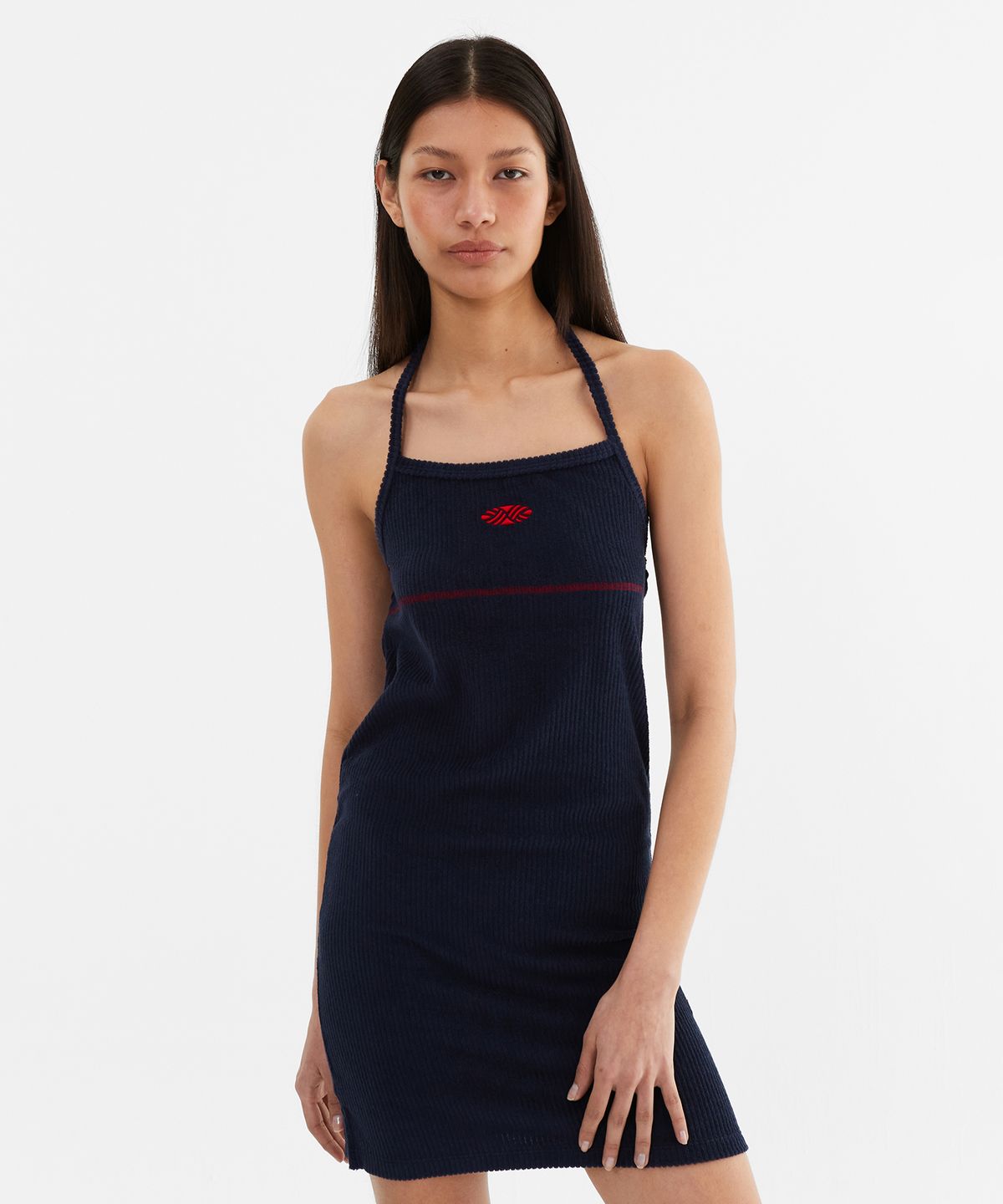 미나수(MENASOO) Slim Fit Halter Neck Terry Onepiece_Navy