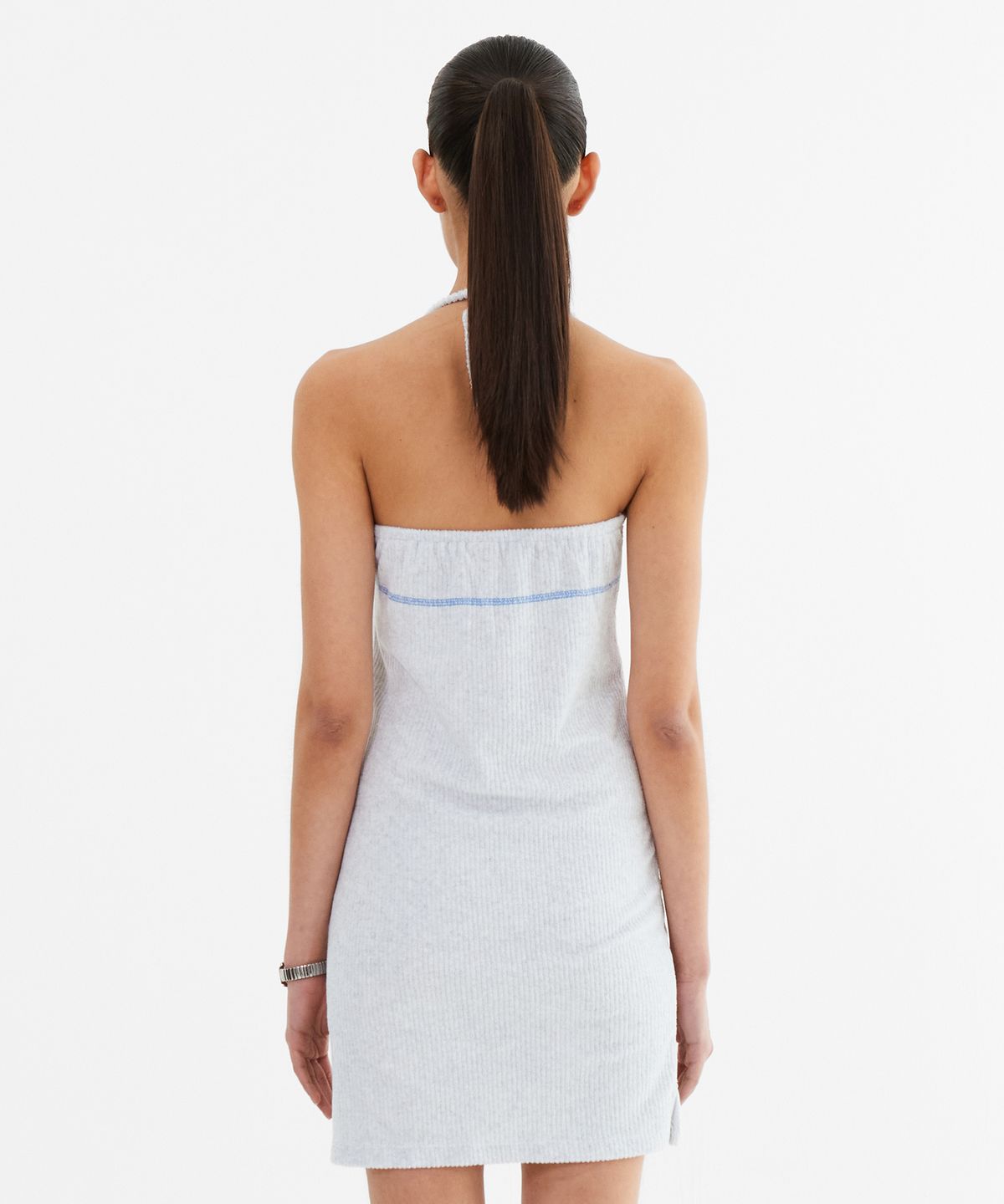 미나수(MENASOO) Slim Fit Halter Neck Terry Onepiece_White Melange