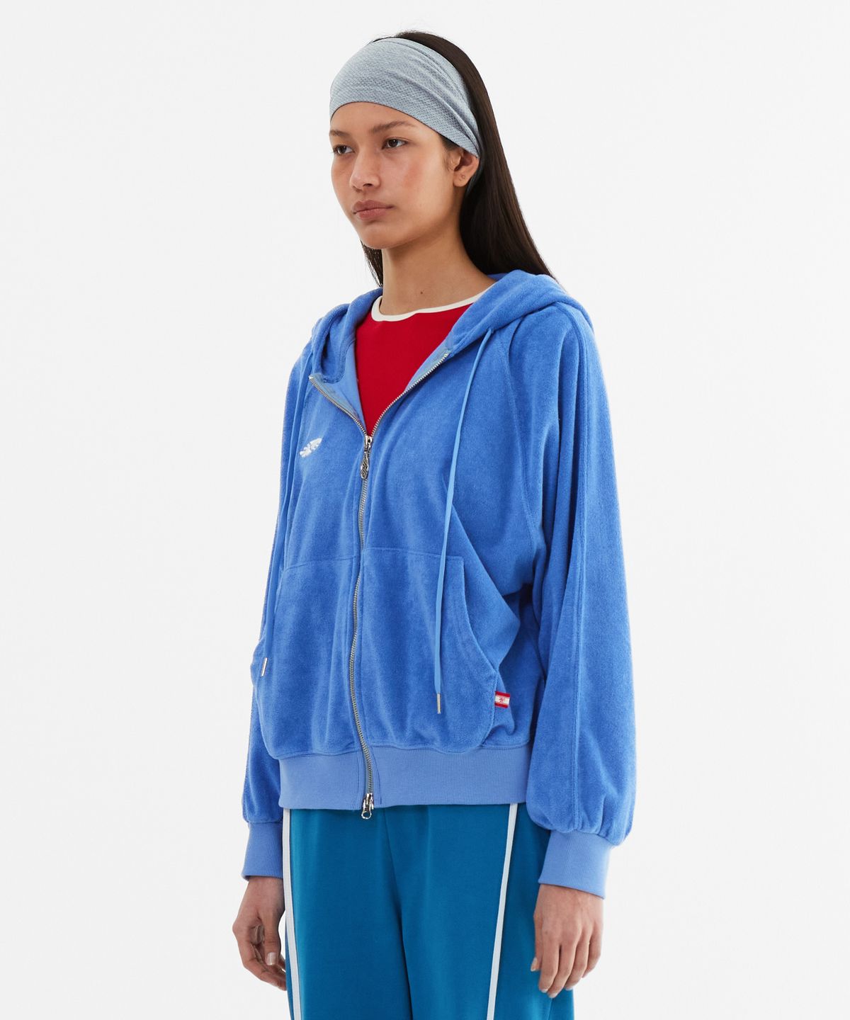 미나수(MENASOO) Terry Raglan Hooded Zip Up_Blue