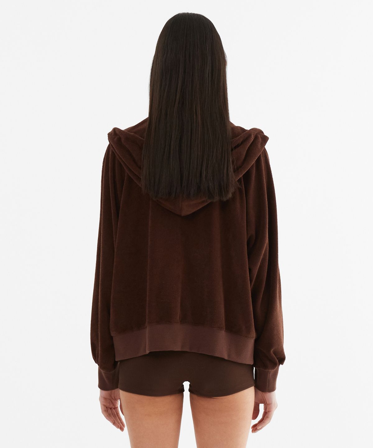 미나수(MENASOO) Terry Raglan Hooded Zip Up_Brown