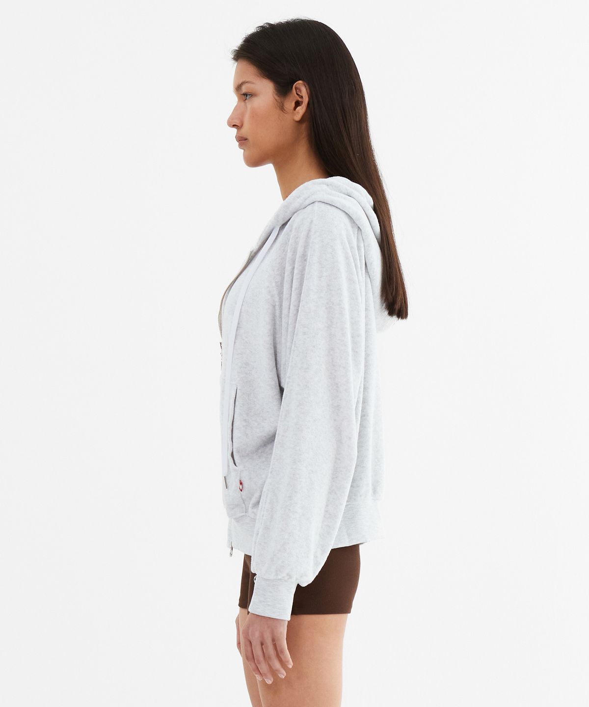 미나수(MENASOO) Terry Raglan Hooded Zip Up_White Melange