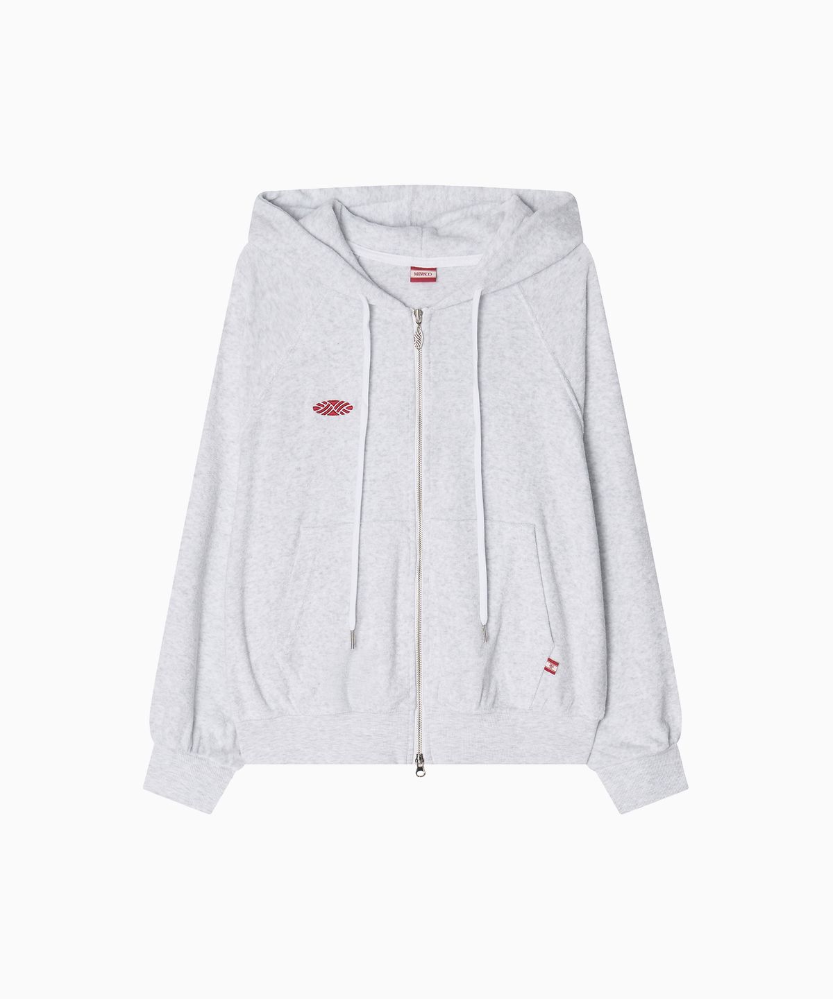 미나수(MENASOO) Terry Raglan Hooded Zip Up_White Melange