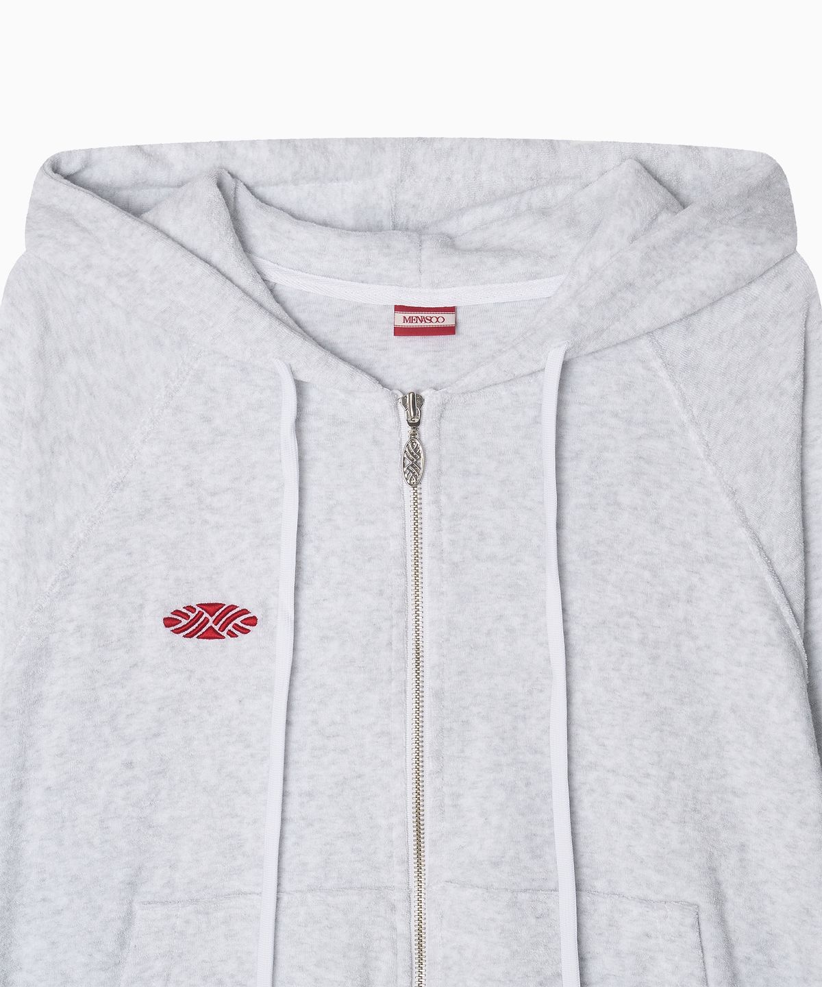 미나수(MENASOO) Terry Raglan Hooded Zip Up_White Melange