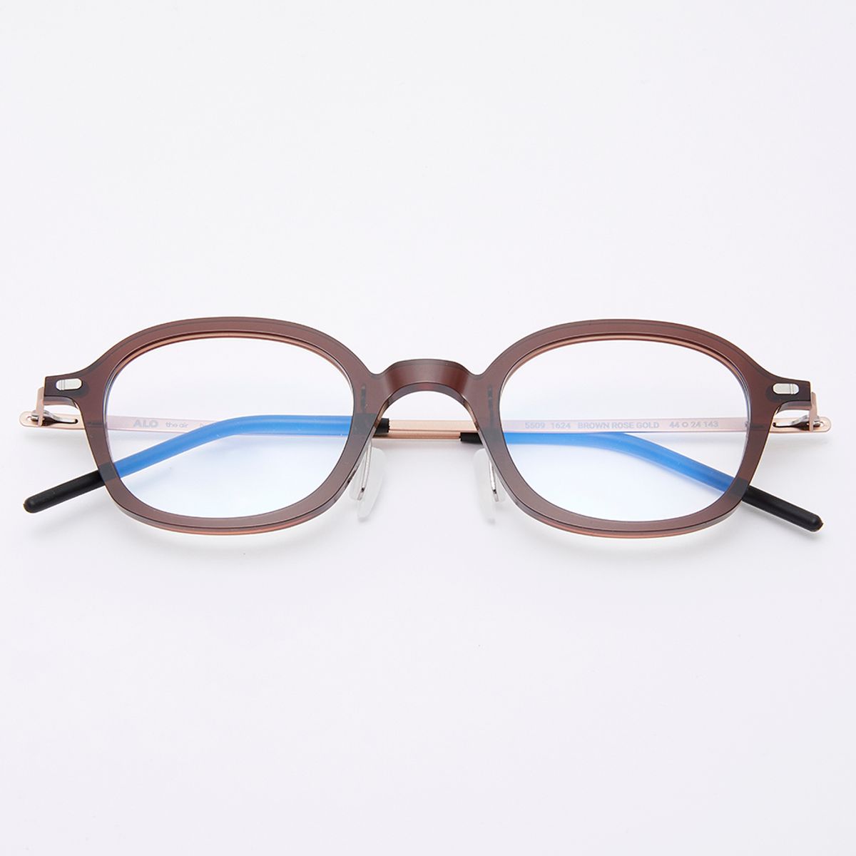 알로아이웨어(ALO EYEWEAR) [The air] AL5509 1624G 오리엔탈 스퀘어 초경량 안경테 브라운 로즈골드 블루라이트 렌즈 선택