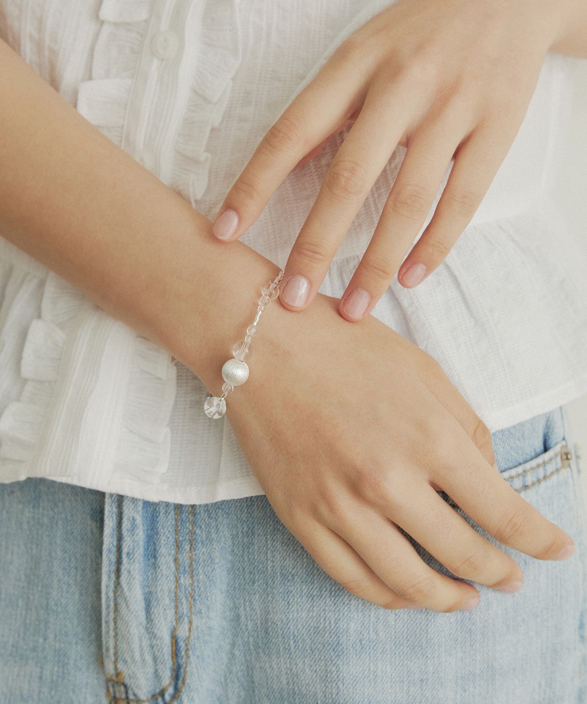 어다울(ADAUL) Clear ball line bracelet - silver