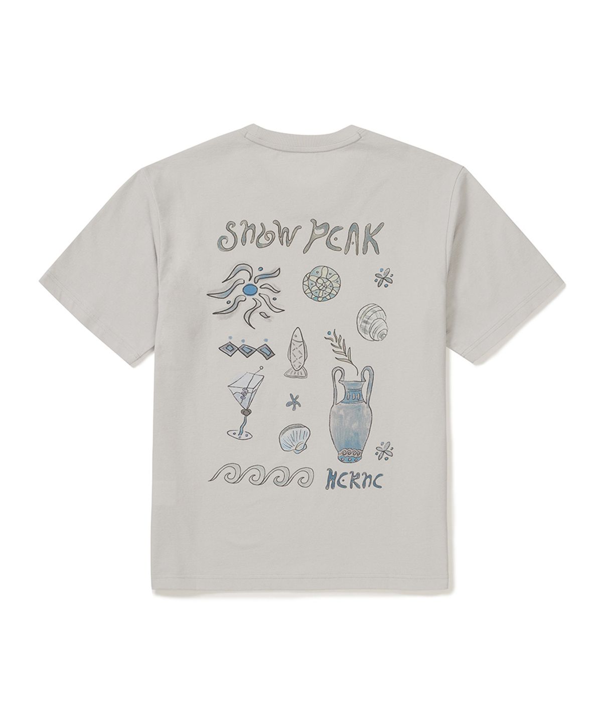 스노우피크 어패럴(SNOWPEAK APPAREL) [스노우피크 X 헤르시] 그래픽 반팔 티셔츠 (S25MMFTS36) Ice Gray