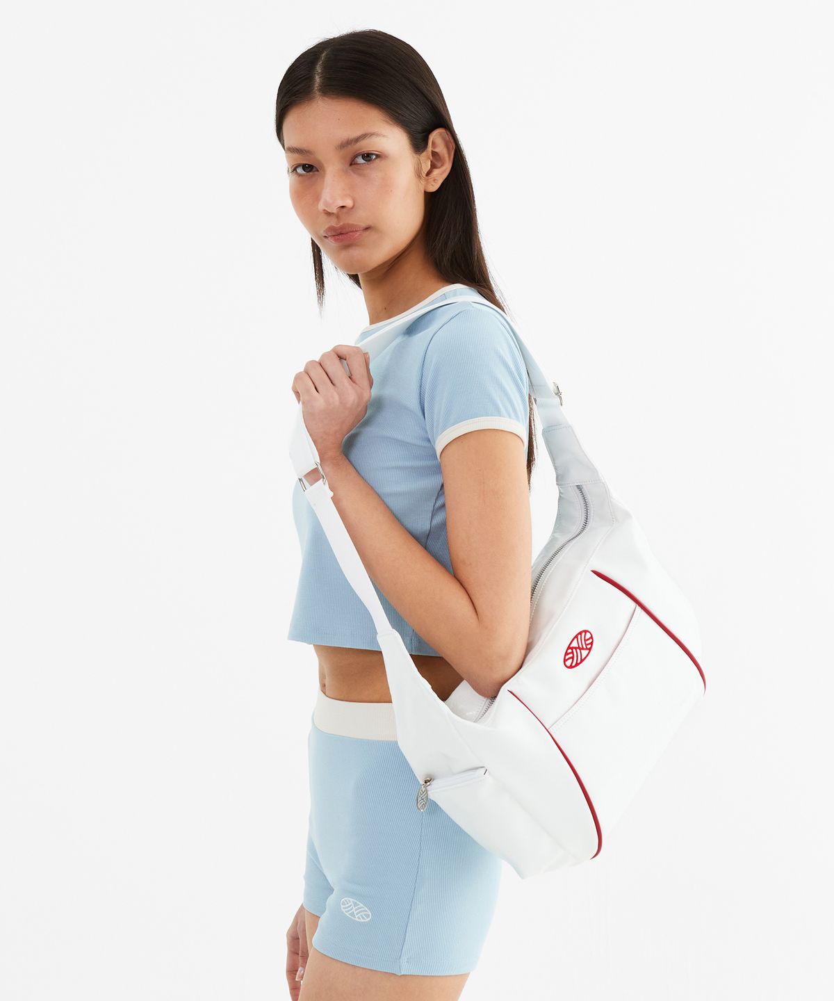 미나수(MENASOO) MNS Track line Cross Bag_White Leather