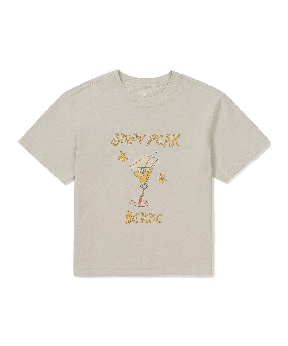 스노우피크 어패럴(SNOWPEAK APPAREL) [스노우피크 X 헤르시] 여성 세미크롭 반팔 티셔츠 (S25MWFTS59) Light Beige