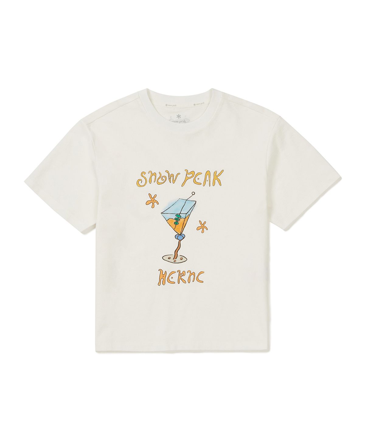 스노우피크 어패럴(SNOWPEAK APPAREL) [스노우피크 X 헤르시] 여성 세미크롭 반팔 티셔츠 (S25MWFTS59) Off White