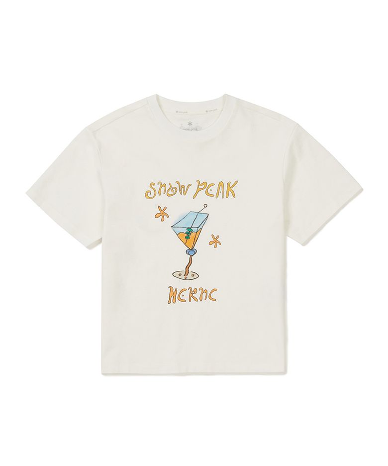 [스노우피크 X 헤르시] 여성 세미크롭 반팔 티셔츠 (S25MWFTS59) Off White