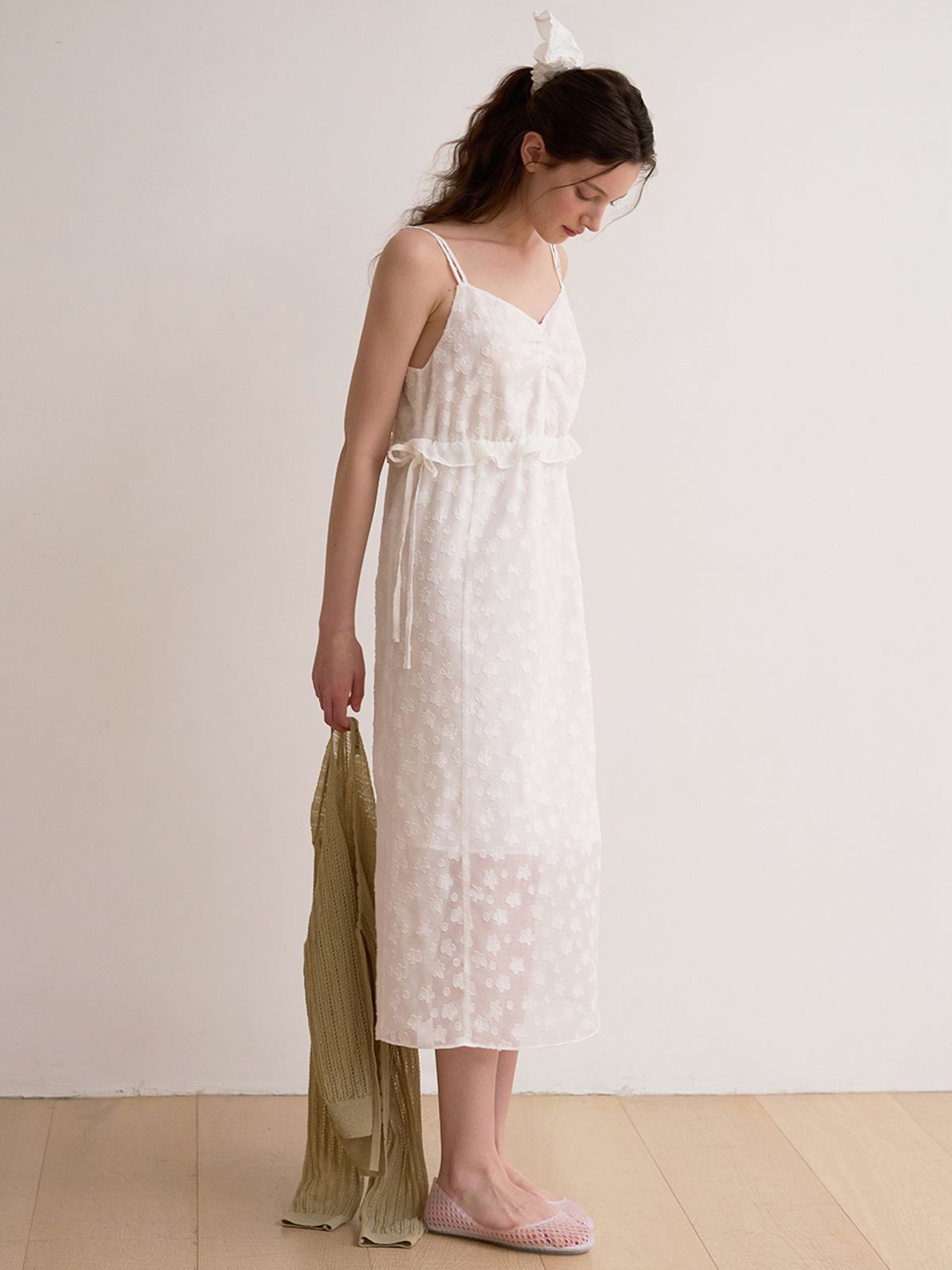 비뮤즈맨션(BEMUSE MANSION) Jacquard bustier dress - White