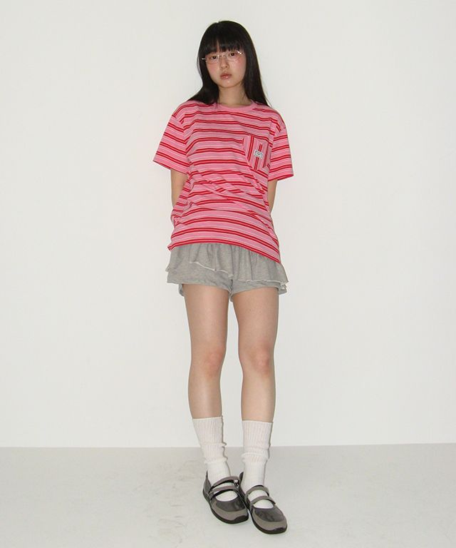 ★25SS★RONRON★MULTI STRIPE HEART POCKET BASIC FIT T SHIRT MUSINSA | RONRON MULTI STRIPE HEART POCKET BASIC FIT T SHIRT