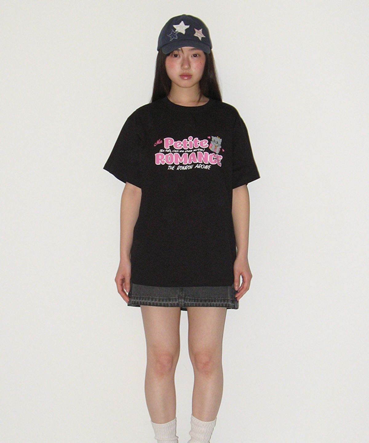 론론(RONRON) PETIT ROMANCE BASIC FIT T SHIRT BLACK