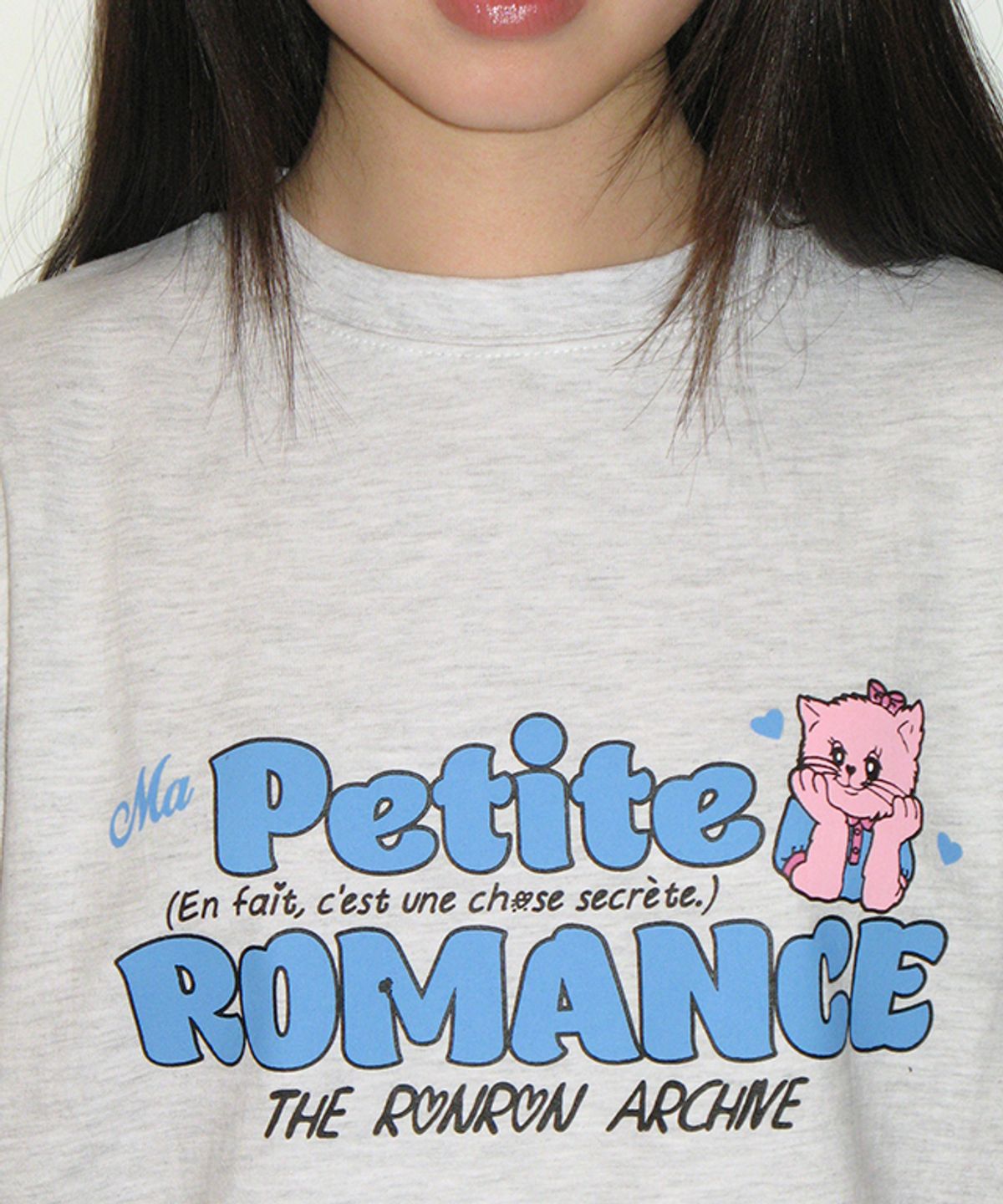 론론(RONRON) PETIT ROMANCE BASIC FIT T SHIRT WHITE MELANGE