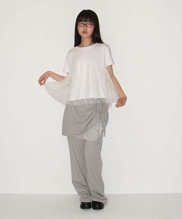 Tシャツ・カットソー RONRON SHEER LAYERED LONG SLEEVE DOT WHITE MUSINSA | RONRON SHEER LAYERED SHORT SLEEVE DOT WHITE