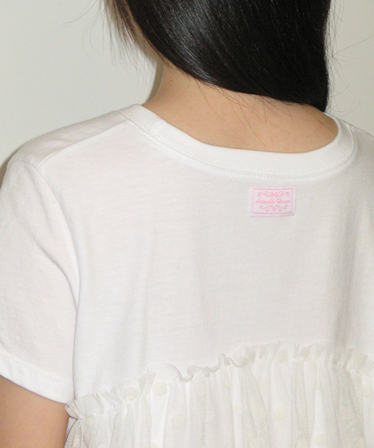 론론(RONRON) SHEER LAYERED SHORT SLEEVE DOT WHITE