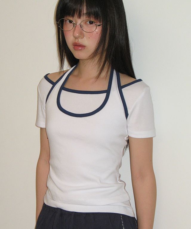 【RonRon】 LAYERED HALTER RINGER T SHIRT 3色 MUSINSA公式 | RONRON LAYERED HALTER RINGER T SHIRT WHITE