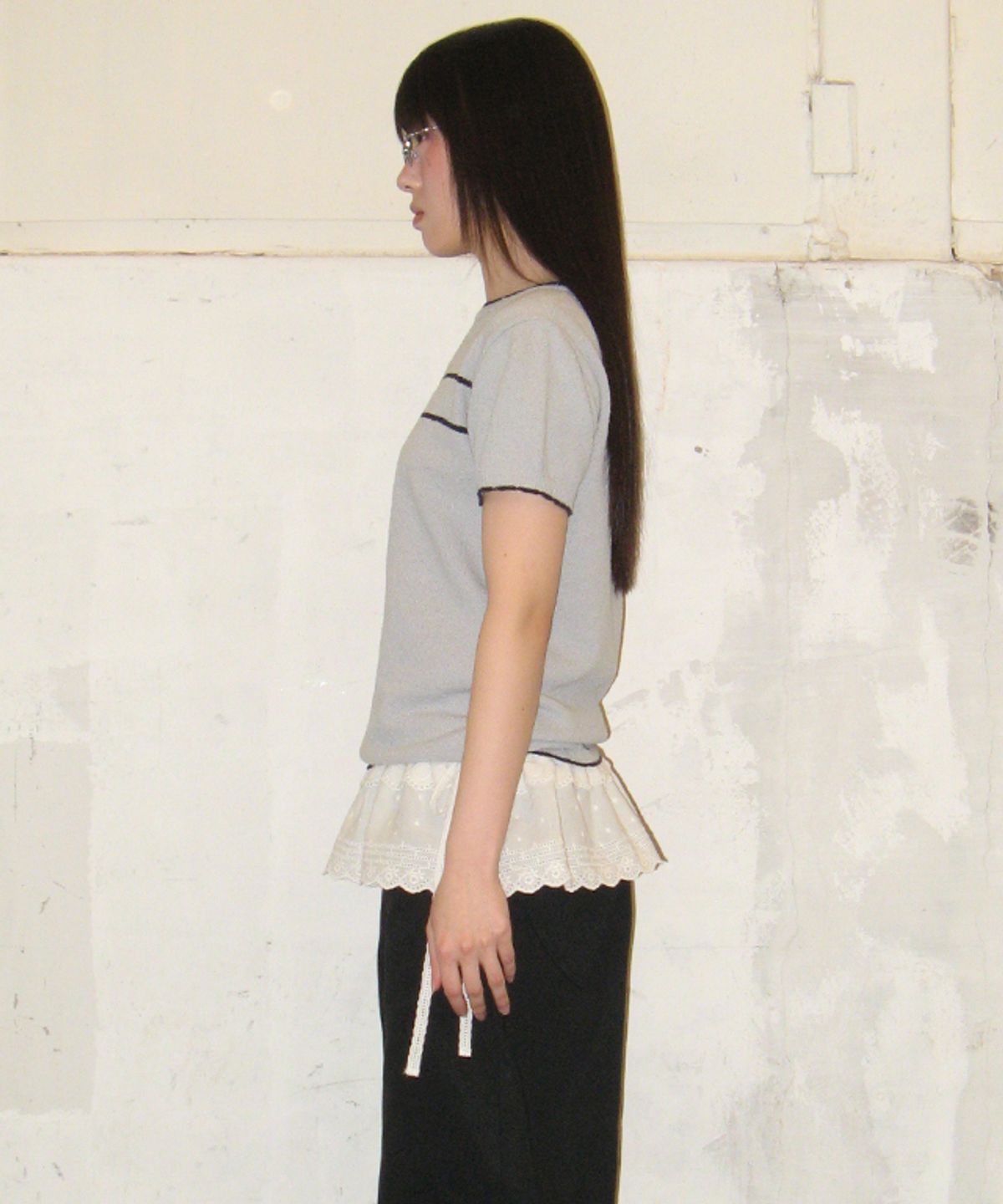 론론(RONRON) MINIMAL POINT SHORT SLEEVE KNIT CLOUDY BLUE