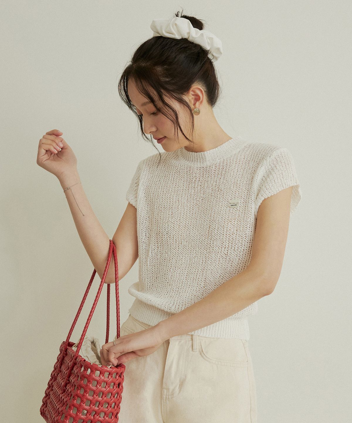 어다울(ADAUL) See through shibori cap sleeve knit - 2color