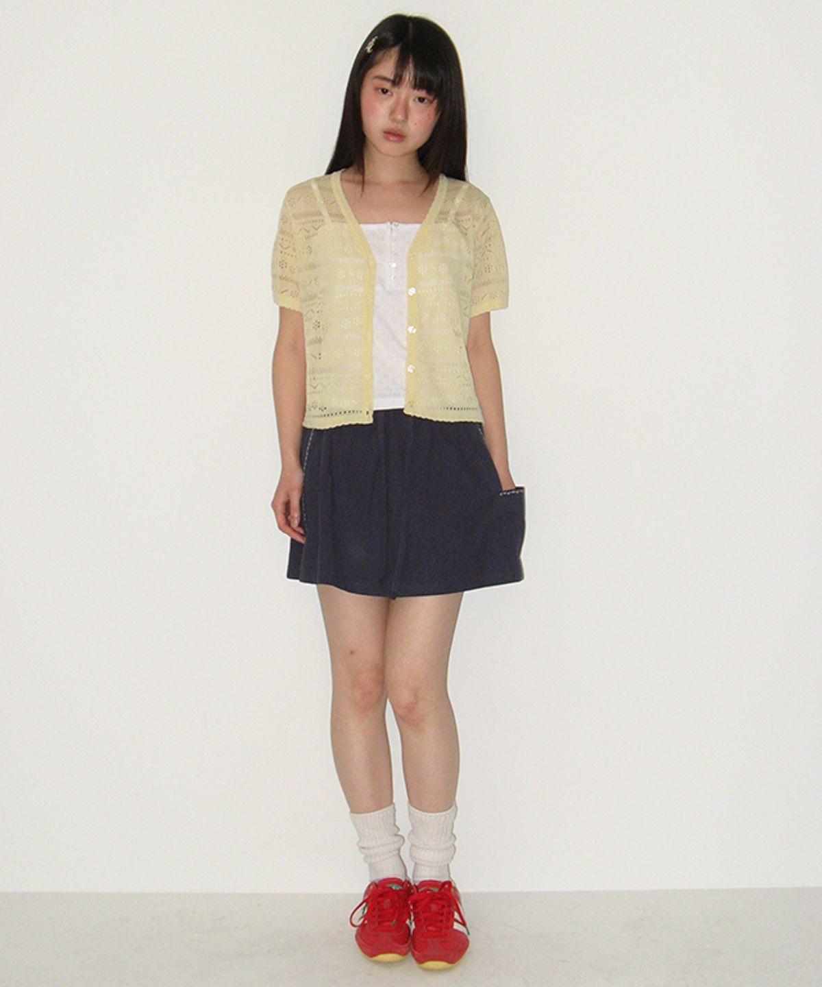 론론(RONRON) BREEZY SCOTCH SUMMER KNIT CARDIGAN SOFT YELLOW