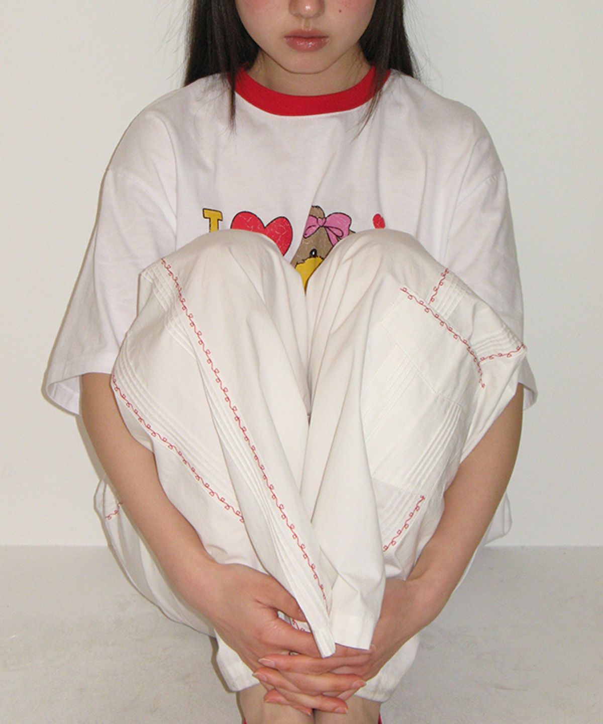 론론(RONRON) LOVER STITCH POCKET PANTS WHITE