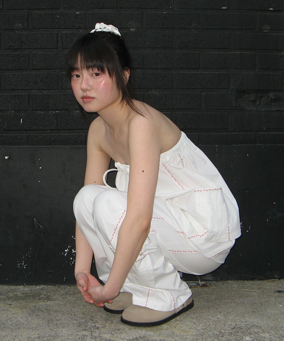 론론(RONRON) LOVER STITCH POCKET PANTS WHITE