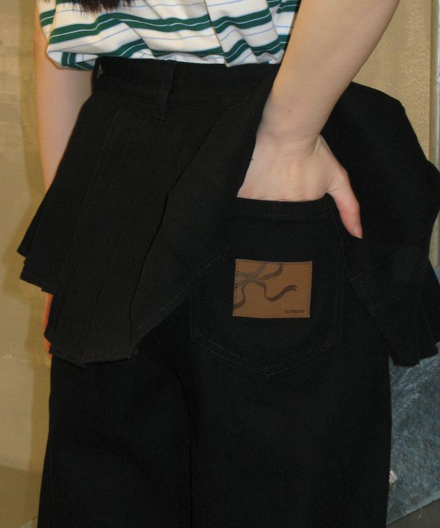 MUSINSA公式 | RONRON OFF BALANCE PLEAT LAYERED PANTS BLACK