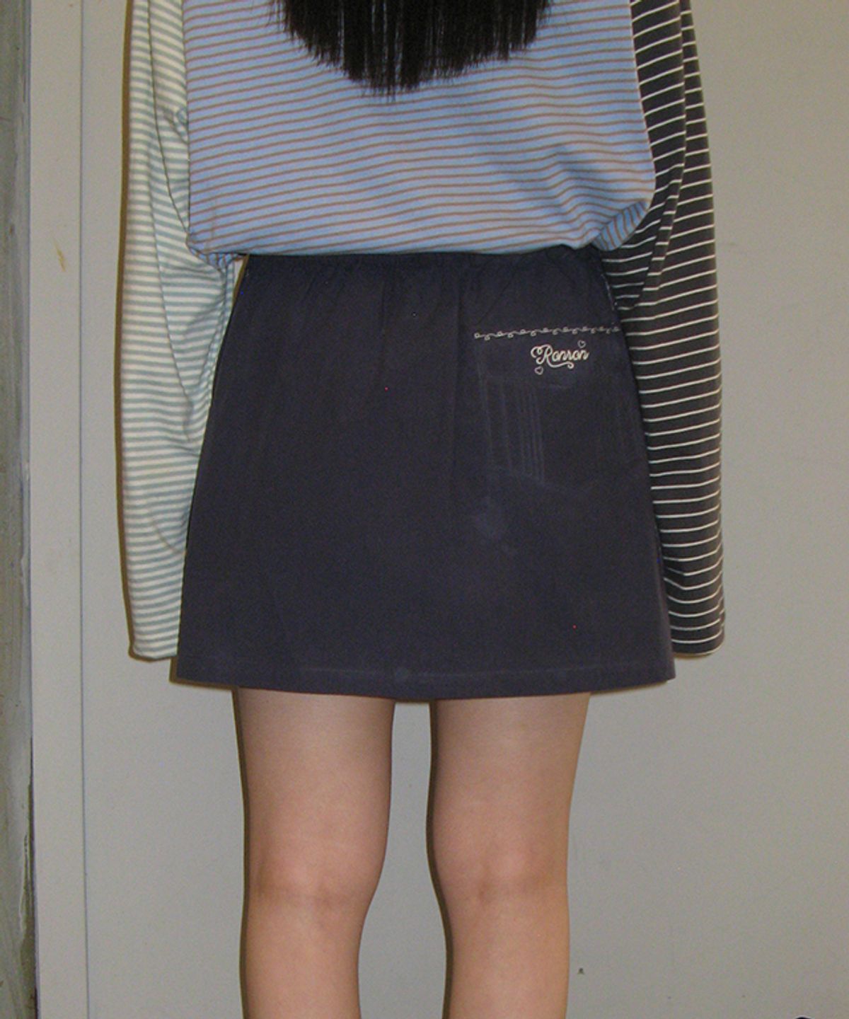 론론(RONRON) LOVER STITCH POCKET MINI SKIRT TUBE TOP NAVY