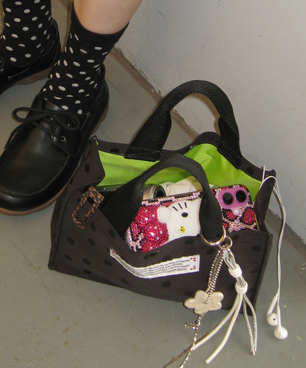론론(RONRON) PETIT SQUARE MINI TOTE BAG DOT BLACK