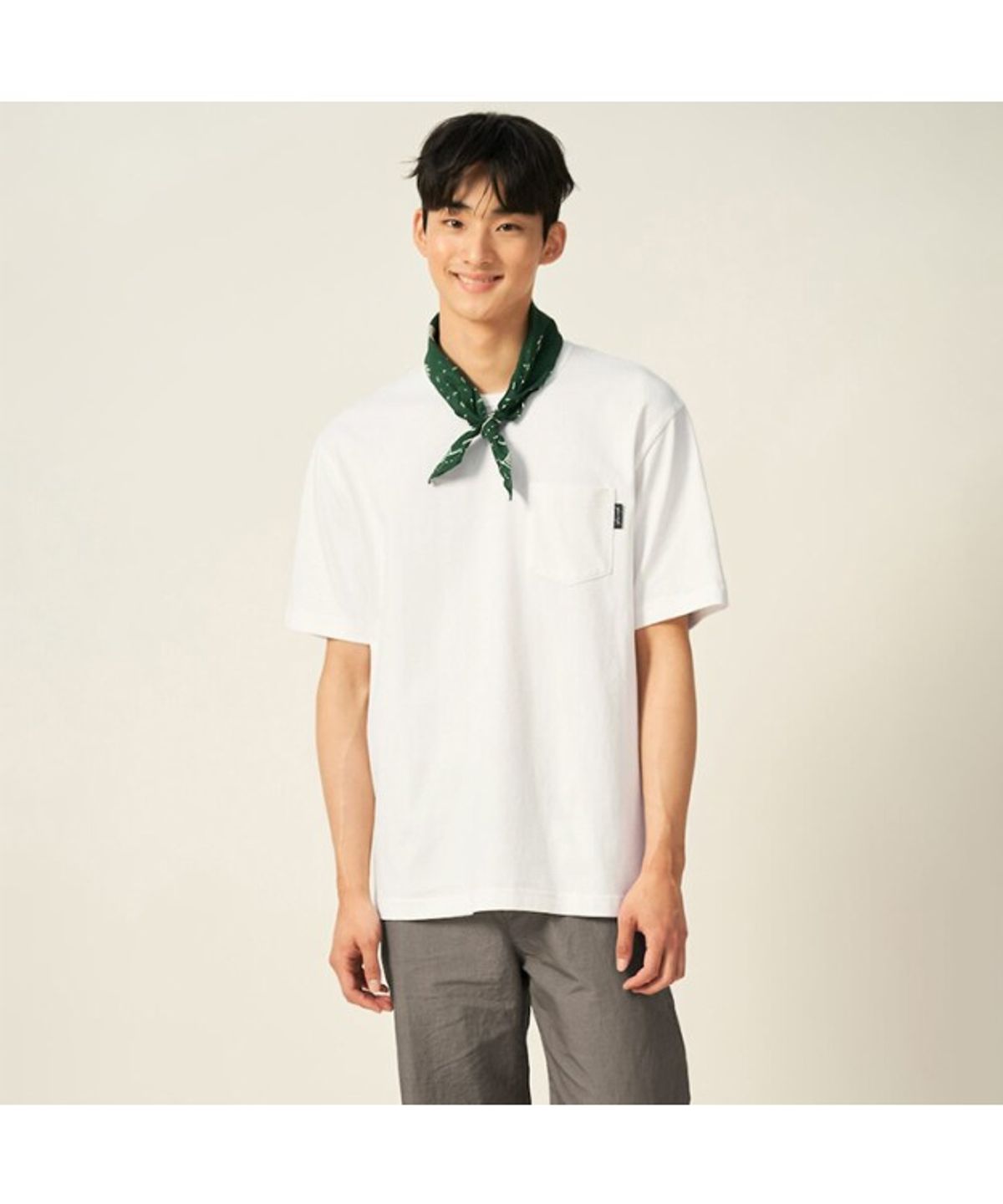 빈폴 멘(BEANPOLE MEN) 헤리티지 헤비웨이트 라운드 티셔츠  화이트 (BC5442C921)